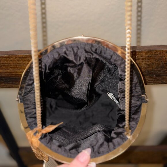 Viral Vintage Style Cheetah Beaded Bag Made in India Black & Gold Evening Bag - Picture 4 of 4